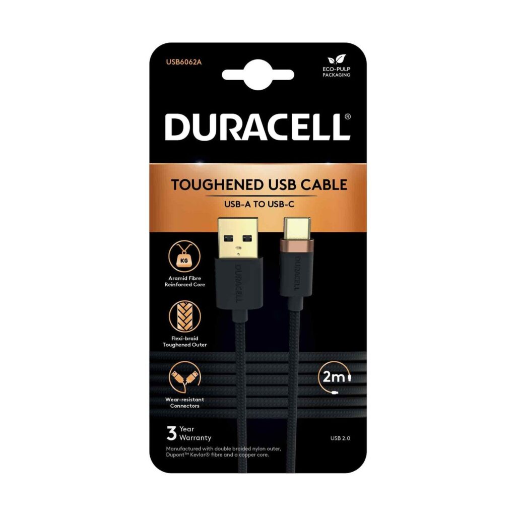 Duracell | USB-A to Lightning Braided Cable – 2 Metre