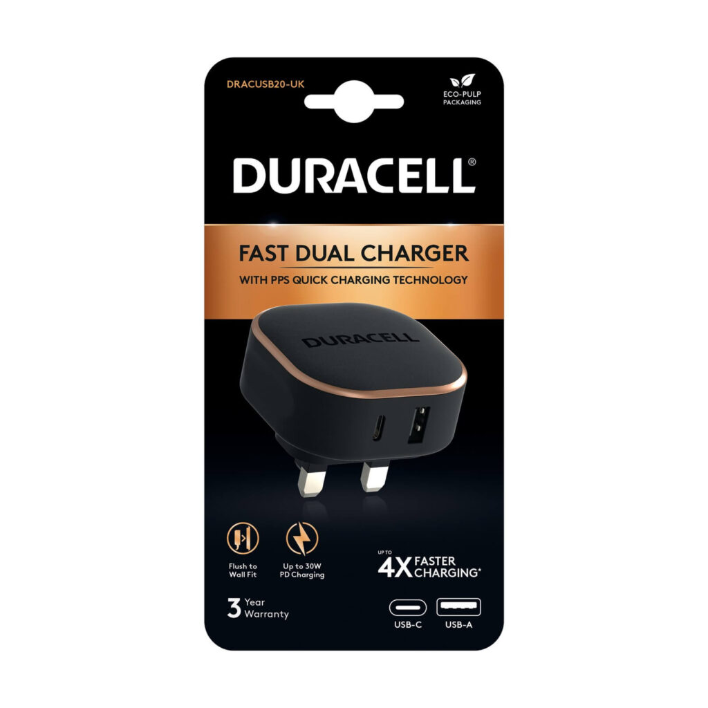 Duracell 30W +18W Shared Wall Charger