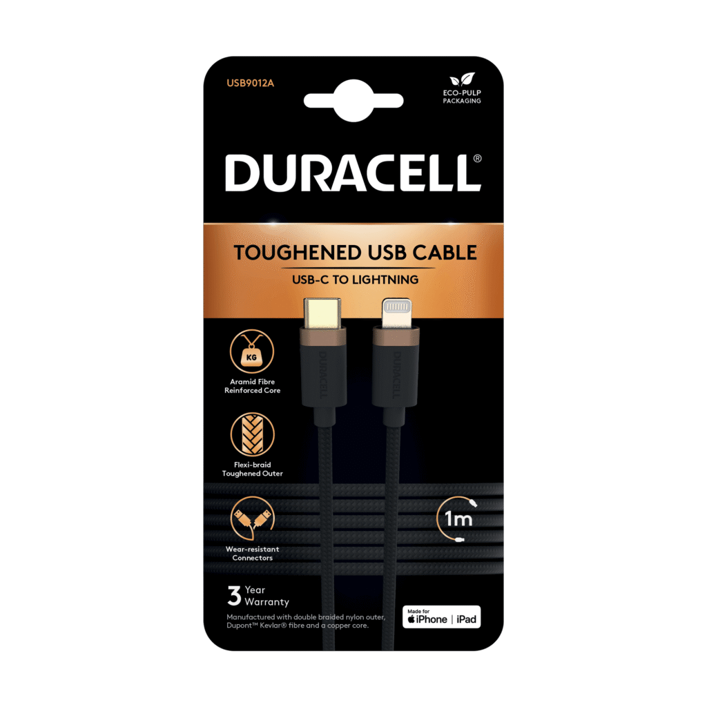 Duracell | USB-C to Lightning Braided Cable – 1 Metre